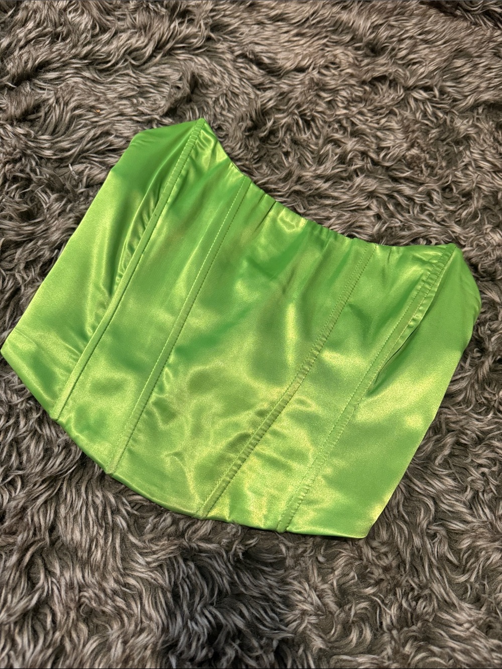 Green Satin Corset Top